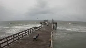 Live webcam view of Margate NJ coastline featuring the fishing pier and scenic oceanfront.
