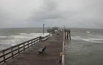 Live webcam view of Margate NJ coastline featuring the fishing pier and scenic oceanfront.