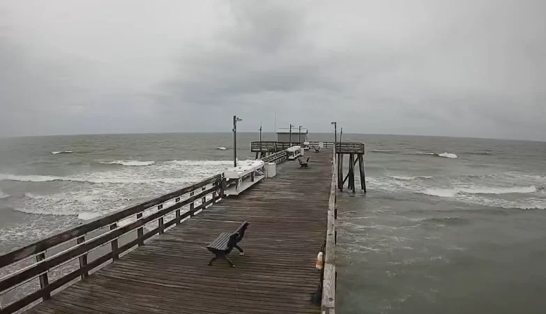 Live webcam view of Margate NJ coastline featuring the fishing pier and scenic oceanfront.
