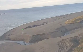 Live view of North Beach Kenai, Alaska on a clear sunny fall morning