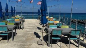 Beautiful Patio Webcam at Cracked Conch Restaurant showing Beautiful Waters in West Bay, Cayman Islands.